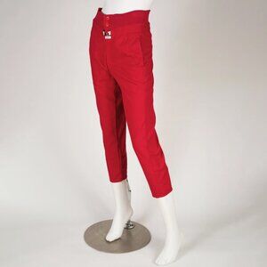 Marithe Francois Girbaud "CLOSED" 1980s Vintage Red Cotton Cropped Pants Sz S